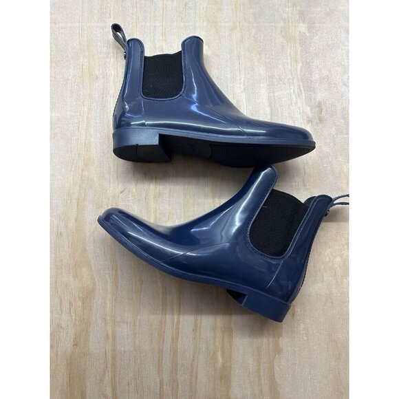 Sam Edelman Navy blue Chelsea Ankle Rubber Boots Waterproof Slip On Size 9M - Picture 1 of 7